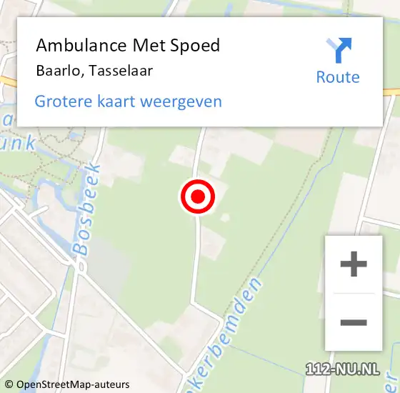 Locatie op kaart van de 112 melding: Ambulance Met Spoed Naar Baarlo, Tasselaar op 4 maart 2015 20:11