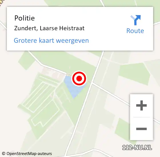 Locatie op kaart van de 112 melding: Politie Zundert, Laarse Heistraat op 4 maart 2015 20:56