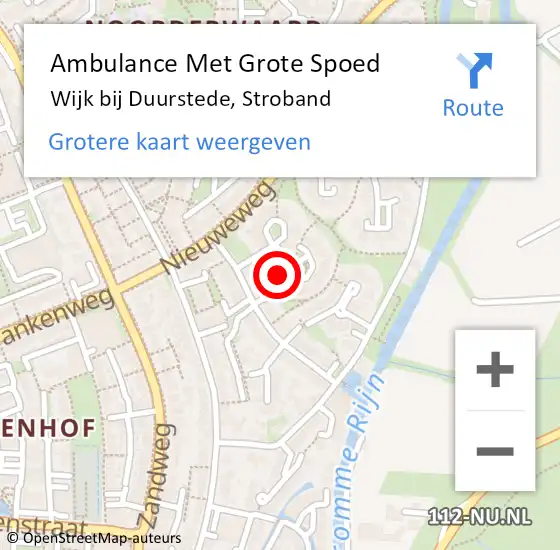 Locatie op kaart van de 112 melding: Ambulance Met Grote Spoed Naar Wijk bij Duurstede, Stroband op 4 maart 2015 21:33