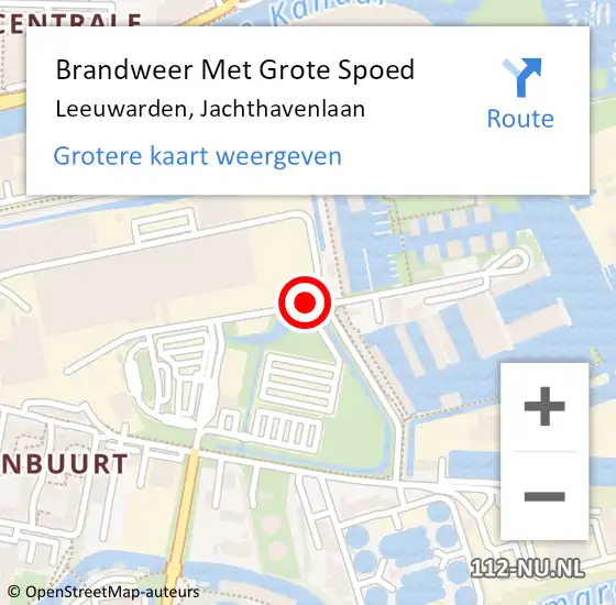 Locatie op kaart van de 112 melding: Brandweer Met Grote Spoed Naar Leeuwarden, Jachthavenlaan op 4 maart 2015 21:51