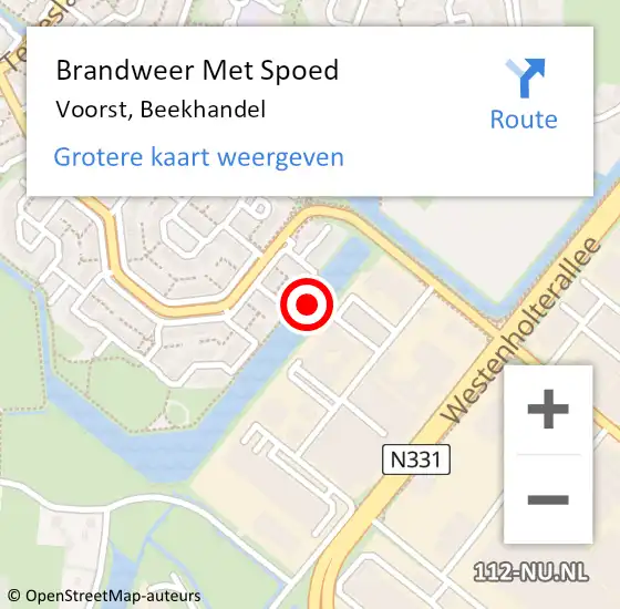 Locatie op kaart van de 112 melding: Brandweer Met Spoed Naar Voorst, Beekhandel op 4 maart 2015 22:16