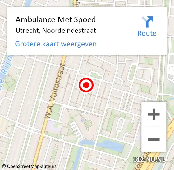 Locatie op kaart van de 112 melding: Ambulance Met Spoed Naar Utrecht, Noordeindestraat op 4 maart 2015 22:55