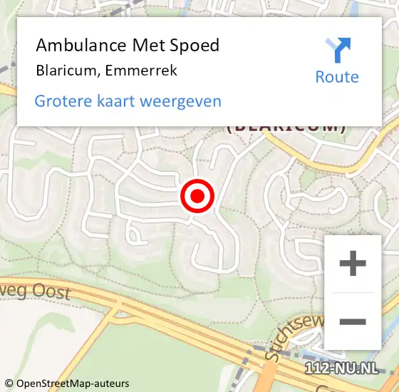 Locatie op kaart van de 112 melding: Ambulance Met Spoed Naar Blaricum, Emmerrek op 5 maart 2015 00:31