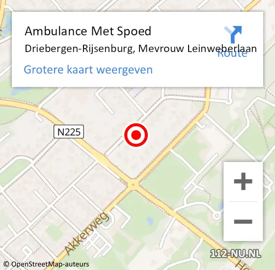 Locatie op kaart van de 112 melding: Ambulance Met Spoed Naar Driebergen-Rijsenburg, Mevrouw Leinweberlaan op 5 maart 2015 01:07