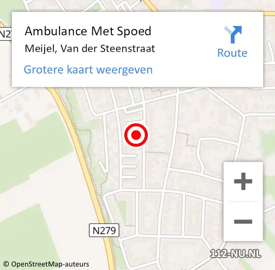 Locatie op kaart van de 112 melding: Ambulance Met Spoed Naar Meijel, Van der Steenstraat op 5 maart 2015 01:58