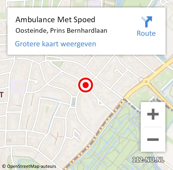 Locatie op kaart van de 112 melding: Ambulance Met Spoed Naar Oosteinde, Prins Bernhardlaan op 5 maart 2015 03:29