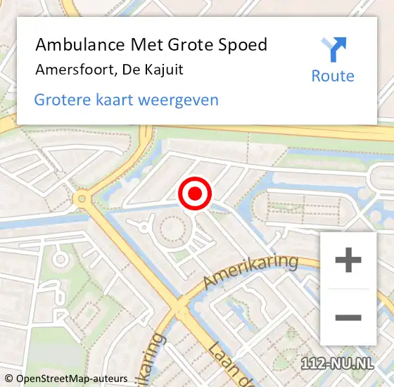 Locatie op kaart van de 112 melding: Ambulance Met Grote Spoed Naar Amersfoort, De Kajuit op 5 maart 2015 04:06