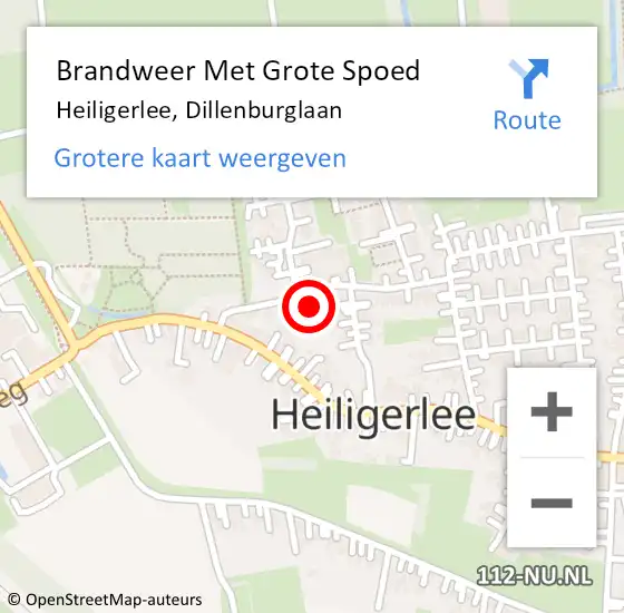 Locatie op kaart van de 112 melding: Brandweer Met Grote Spoed Naar Heiligerlee, Dillenburglaan op 5 maart 2015 06:58