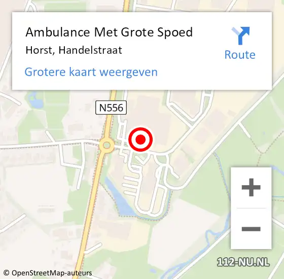 Locatie op kaart van de 112 melding: Ambulance Met Grote Spoed Naar Horst, Handelstraat op 5 maart 2015 07:23