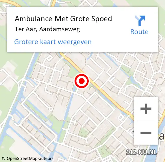 Locatie op kaart van de 112 melding: Ambulance Met Grote Spoed Naar Ter Aar, Aardamseweg op 5 maart 2015 07:55