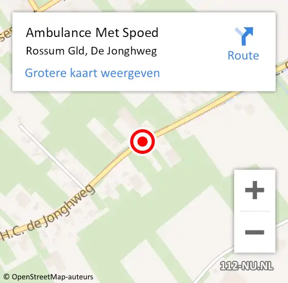 Locatie op kaart van de 112 melding: Ambulance Met Spoed Naar Rossum Gld, De Jonghweg op 31 oktober 2013 17:19