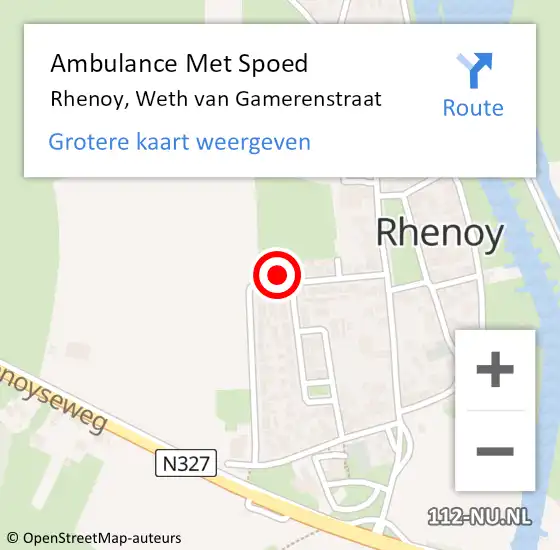 Locatie op kaart van de 112 melding: Ambulance Met Spoed Naar Rhenoy, Weth van Gamerenstraat op 5 maart 2015 08:10