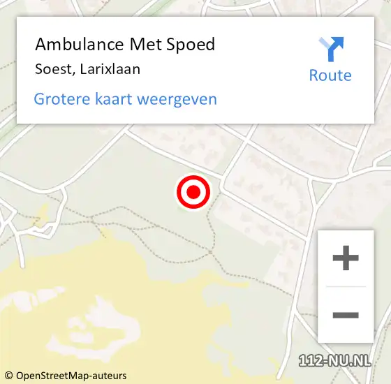 Locatie op kaart van de 112 melding: Ambulance Met Spoed Naar Soest, Larixlaan op 5 maart 2015 08:17