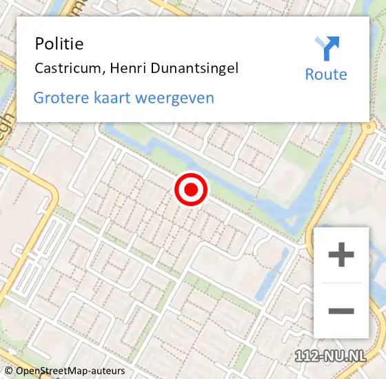 Locatie op kaart van de 112 melding: Politie Castricum, Henri Dunantsingel op 5 maart 2015 08:23