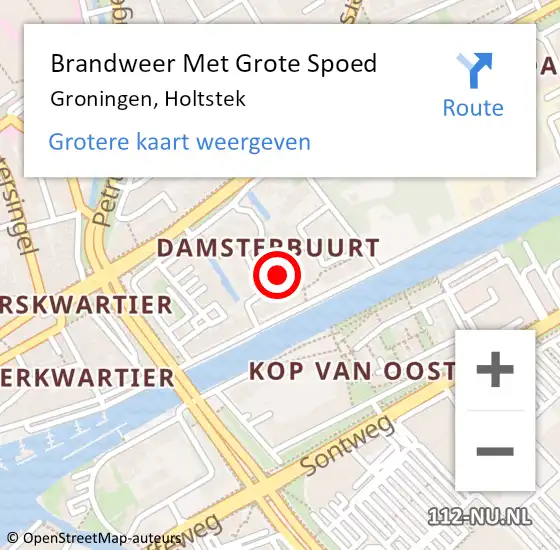 Locatie op kaart van de 112 melding: Brandweer Met Grote Spoed Naar Groningen, Holtstek op 5 maart 2015 08:33