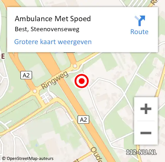 Locatie op kaart van de 112 melding: Ambulance Met Spoed Naar Best, Steenovenseweg op 5 maart 2015 08:35