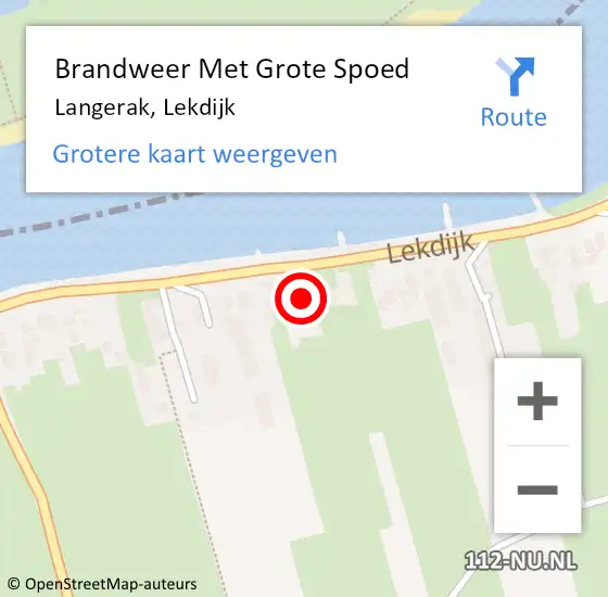 Locatie op kaart van de 112 melding: Brandweer Met Grote Spoed Naar Langerak, Lekdijk op 5 maart 2015 08:50