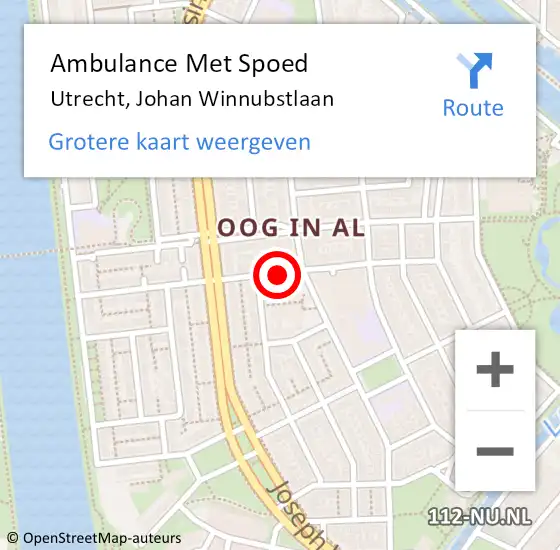 Locatie op kaart van de 112 melding: Ambulance Met Spoed Naar Utrecht, Johan Winnubstlaan op 11 september 2013 12:43