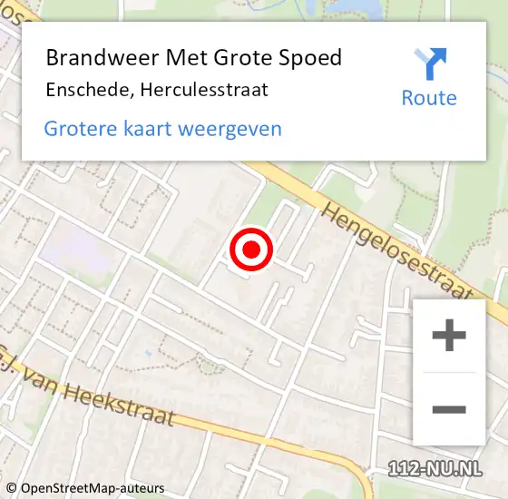 Locatie op kaart van de 112 melding: Brandweer Met Grote Spoed Naar Enschede, Herculesstraat op 5 maart 2015 09:56