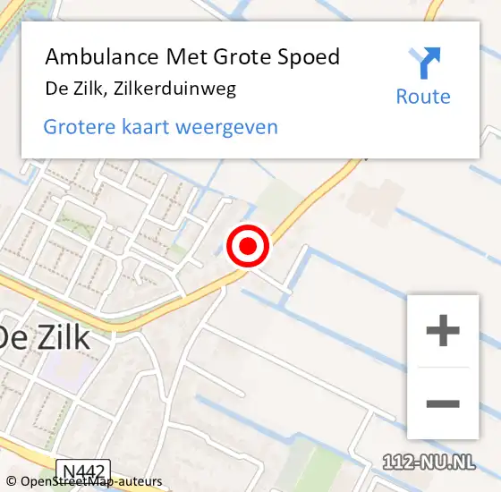 Locatie op kaart van de 112 melding: Ambulance Met Grote Spoed Naar De Zilk, Zilkerduinweg op 5 maart 2015 10:02