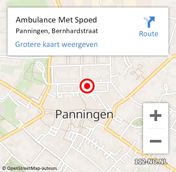 Locatie op kaart van de 112 melding: Ambulance Met Spoed Naar Panningen, Bernhardstraat op 5 maart 2015 10:31