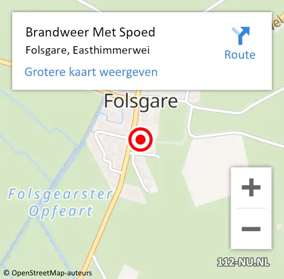 Locatie op kaart van de 112 melding: Brandweer Met Spoed Naar Folsgare, Easthimmerwei op 5 maart 2015 10:54