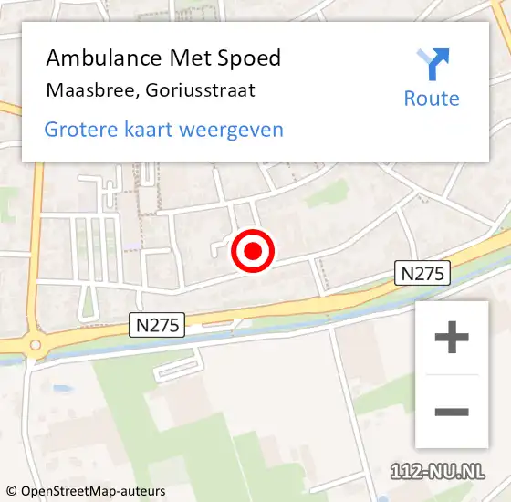 Locatie op kaart van de 112 melding: Ambulance Met Spoed Naar Maasbree, Goriusstraat op 5 maart 2015 11:40