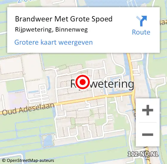 Locatie op kaart van de 112 melding: Brandweer Met Grote Spoed Naar Rijpwetering, Binnenweg op 5 maart 2015 13:44