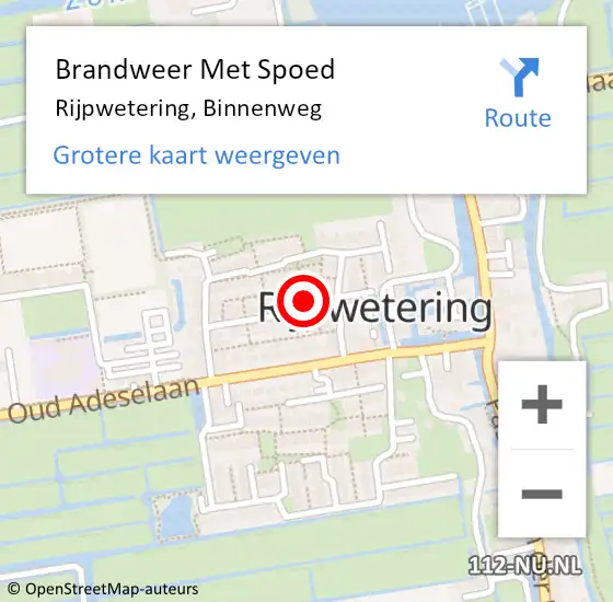 Locatie op kaart van de 112 melding: Brandweer Met Spoed Naar Rijpwetering, Binnenweg op 5 maart 2015 14:29