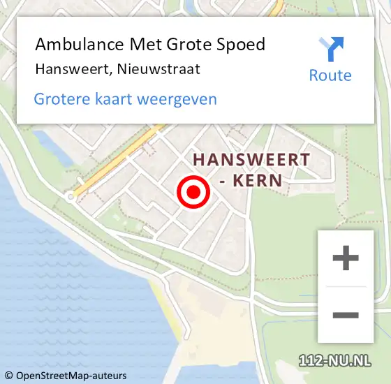 Locatie op kaart van de 112 melding: Ambulance Met Grote Spoed Naar Hansweert, Nieuwstraat op 5 maart 2015 15:21