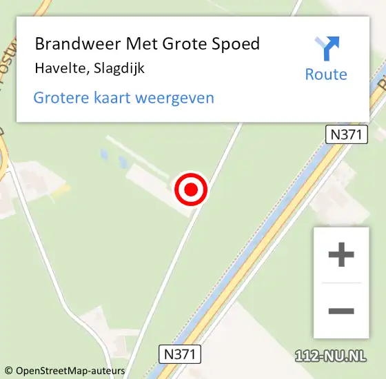 Locatie op kaart van de 112 melding: Brandweer Met Grote Spoed Naar Havelte, Slagdijk op 5 maart 2015 15:29