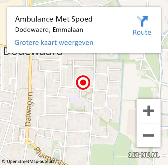 Locatie op kaart van de 112 melding: Ambulance Met Spoed Naar Dodewaard, Emmalaan op 5 maart 2015 15:33