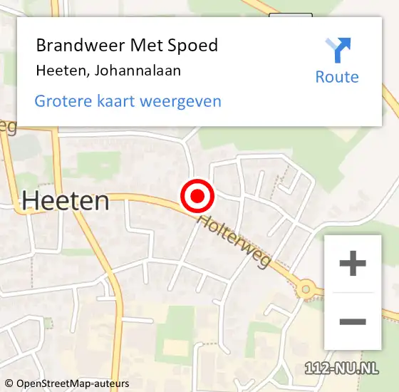 Locatie op kaart van de 112 melding: Brandweer Met Spoed Naar Heeten, Johannalaan op 31 oktober 2013 18:25