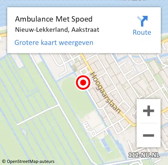 Locatie op kaart van de 112 melding: Ambulance Met Spoed Naar Nieuw-Lekkerland, Aakstraat op 5 maart 2015 16:33