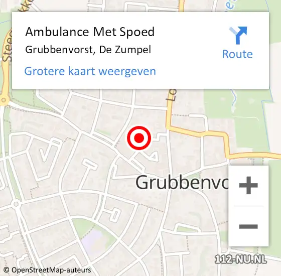 Locatie op kaart van de 112 melding: Ambulance Met Spoed Naar Grubbenvorst, De Zumpel op 5 maart 2015 16:35