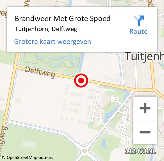 Locatie op kaart van de 112 melding: Brandweer Met Grote Spoed Naar Tuitjenhorn, Delftweg op 5 maart 2015 16:45