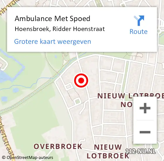 Locatie op kaart van de 112 melding: Ambulance Met Spoed Naar Hoensbroek, Ridder Hoenstraat op 5 maart 2015 17:03