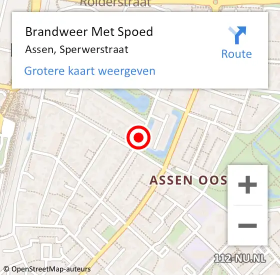 Locatie op kaart van de 112 melding: Brandweer Met Spoed Naar Assen, Sperwerstraat op 5 maart 2015 17:20