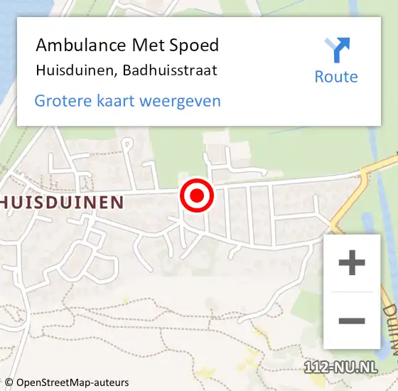 Locatie op kaart van de 112 melding: Ambulance Met Spoed Naar Huisduinen, Badhuisstraat op 5 maart 2015 17:49