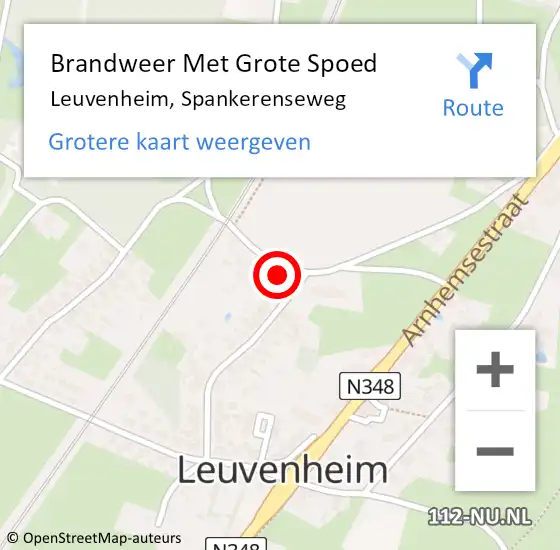 Locatie op kaart van de 112 melding: Brandweer Met Grote Spoed Naar Leuvenheim, Spankerenseweg op 5 maart 2015 18:07