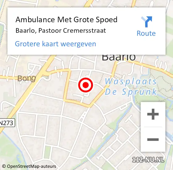 Locatie op kaart van de 112 melding: Ambulance Met Grote Spoed Naar Baarlo, Pastoor Cremersstraat op 5 maart 2015 19:19