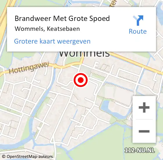 Locatie op kaart van de 112 melding: Brandweer Met Grote Spoed Naar Wommels, Keatsebaen op 31 oktober 2013 18:48