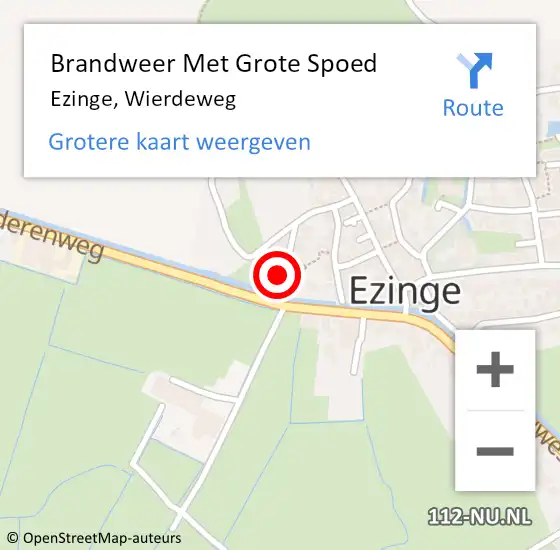 Locatie op kaart van de 112 melding: Brandweer Met Grote Spoed Naar Ezinge, Wierdeweg op 5 maart 2015 19:54