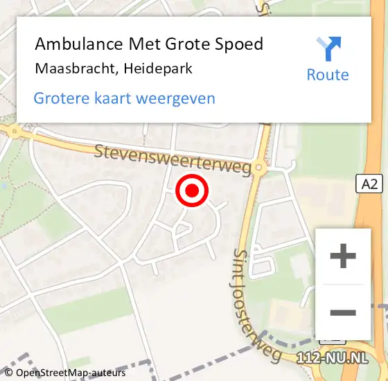 Locatie op kaart van de 112 melding: Ambulance Met Grote Spoed Naar Maasbracht, Heidepark op 5 maart 2015 20:44