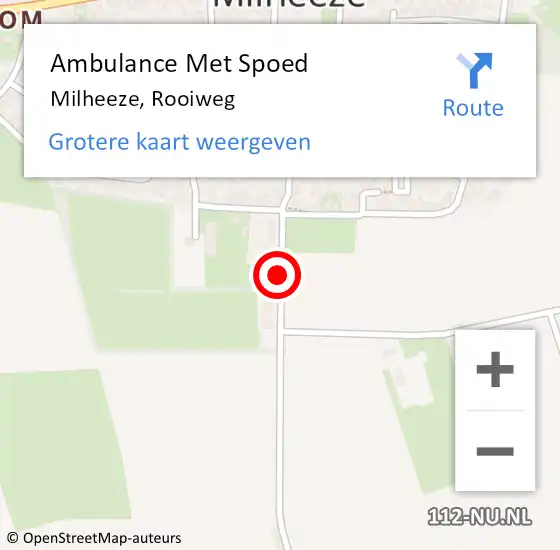 Locatie op kaart van de 112 melding: Ambulance Met Spoed Naar Milheeze, Rooiweg op 5 maart 2015 20:59