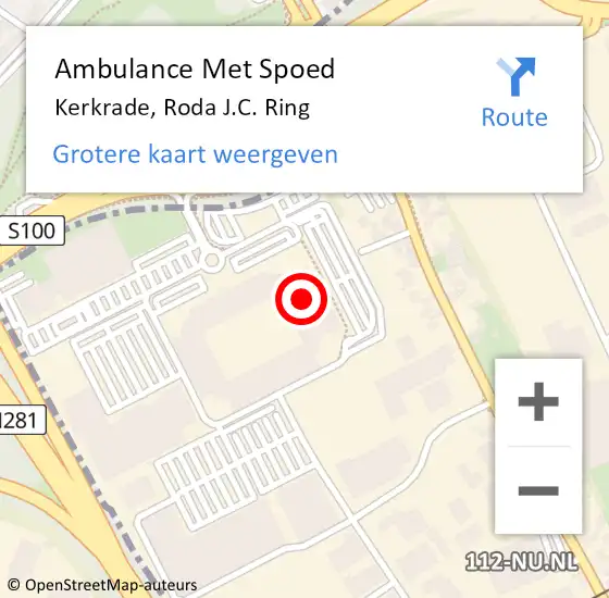 Locatie op kaart van de 112 melding: Ambulance Met Spoed Naar Kerkrade, Roda J.C. Ring op 5 maart 2015 22:23