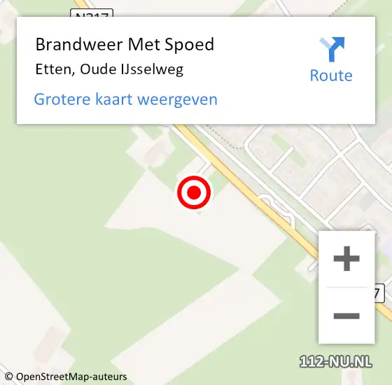 Locatie op kaart van de 112 melding: Brandweer Met Spoed Naar Etten, Oude IJsselweg op 5 maart 2015 22:38