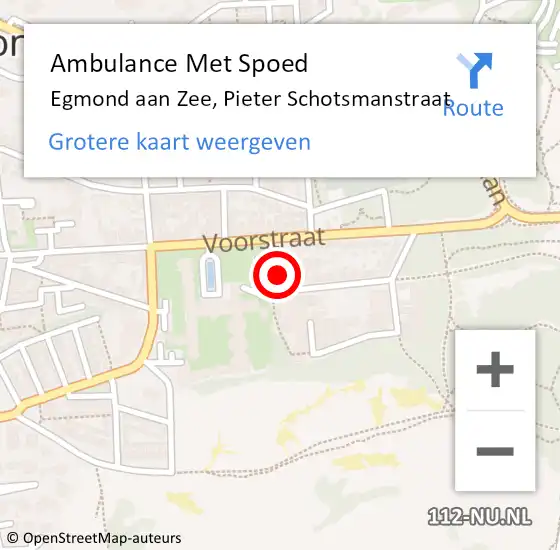 Locatie op kaart van de 112 melding: Ambulance Met Spoed Naar Egmond aan Zee, Pieter Schotsmanstraat op 5 maart 2015 22:38