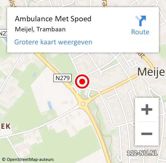 Locatie op kaart van de 112 melding: Ambulance Met Spoed Naar Meijel, Trambaan op 5 maart 2015 23:52