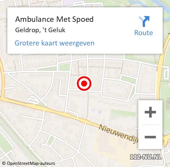 Locatie op kaart van de 112 melding: Ambulance Met Spoed Naar Geldrop, 't Geluk op 6 maart 2015 00:28